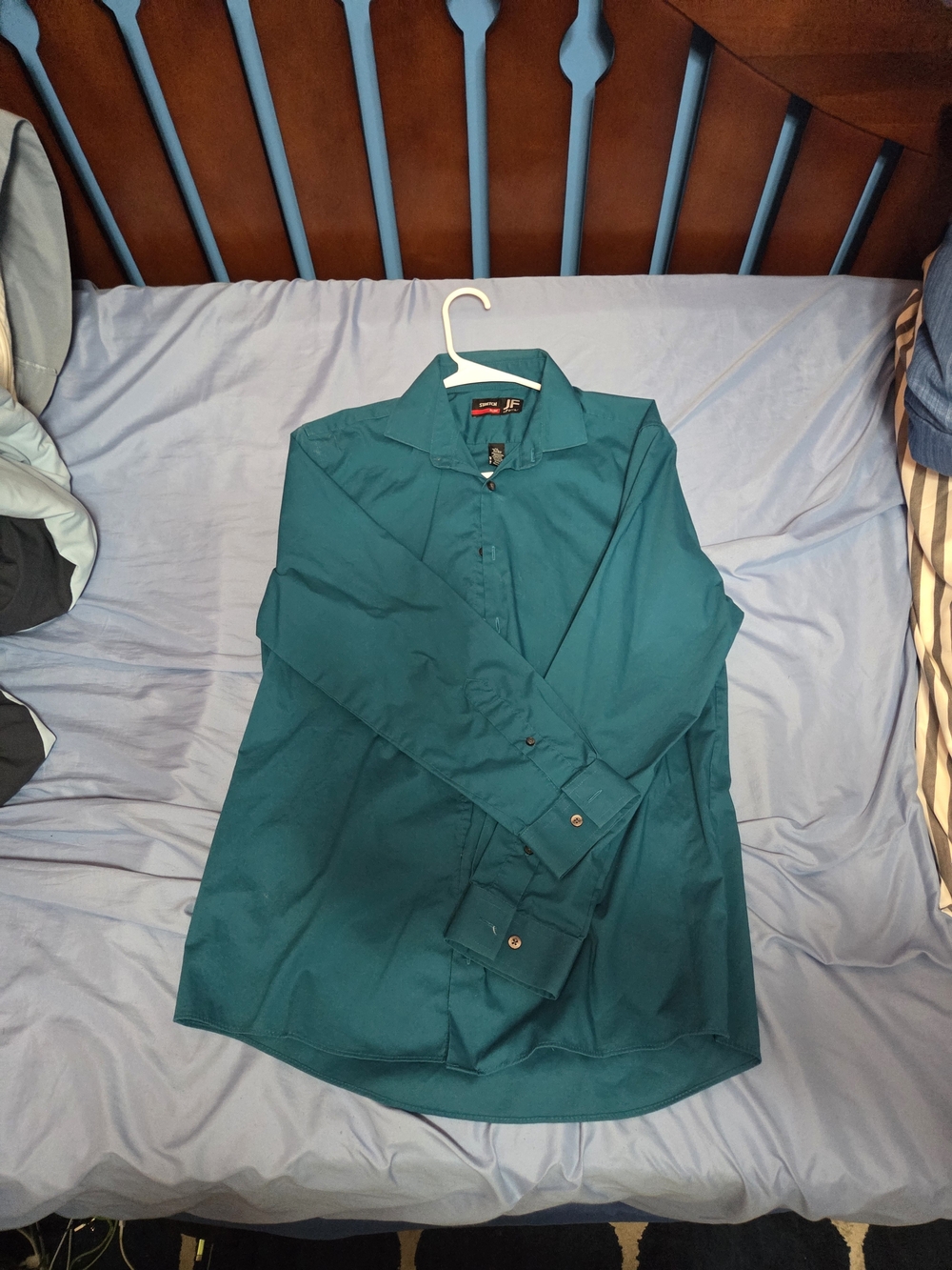 J Ferrar Teal Long-Sleeve Dress Shirt Size Medium